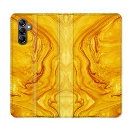 Housse cuir portefeuille pour Samsung Galaxy A14 4G / 5G Texture Marbre Jaune