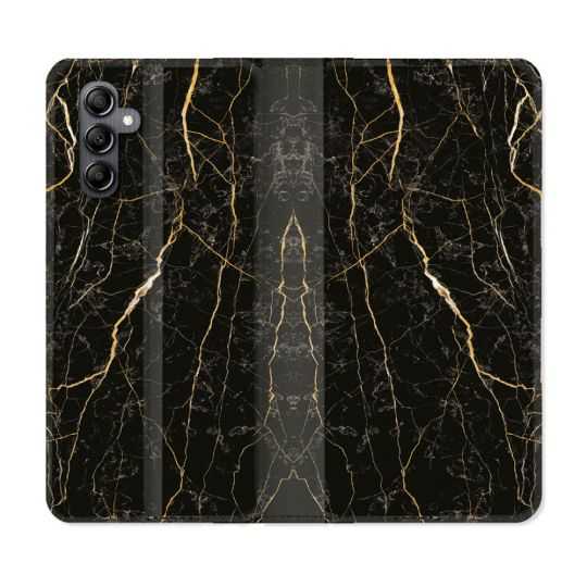 Housse cuir portefeuille pour Samsung Galaxy A14 4G / 5G Texture Marbre Noir