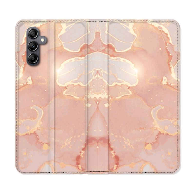 Housse cuir portefeuille pour Samsung Galaxy A14 4G / 5G Texture Marbre Rose