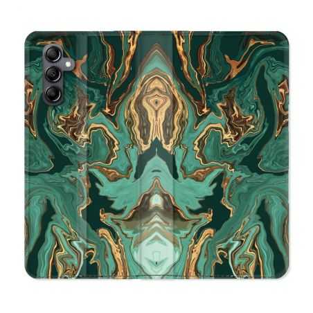 Housse cuir portefeuille pour Samsung Galaxy A14 4G / 5G Texture Marbre Vert