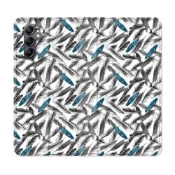 Housse cuir portefeuille pour Samsung Galaxy A14 4G / 5G Texture Plume Canard
