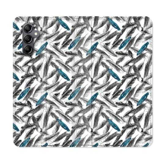 Housse cuir portefeuille pour Samsung Galaxy A14 4G / 5G Texture Plume Canard