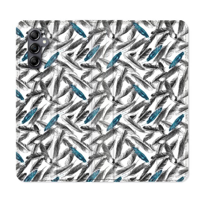 Housse cuir portefeuille pour Samsung Galaxy A14 4G / 5G Texture Plume Canard