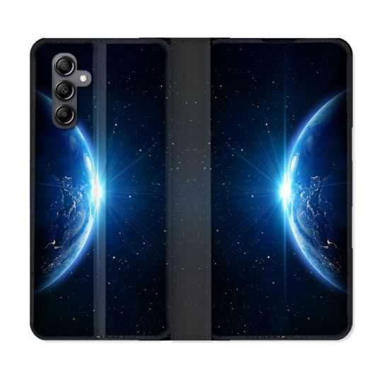 Housse cuir portefeuille pour Samsung Galaxy A14 4G / 5G Univers Planete Terre