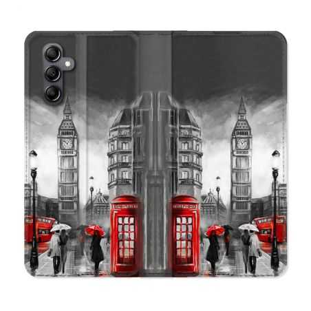 Housse cuir portefeuille pour Samsung Galaxy A14 4G / 5G Voyage Angleterre Londres Vintage