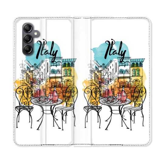 Housse cuir portefeuille pour Samsung Galaxy A14 4G / 5G Voyage Italie Vintage