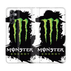 Housse cuir portefeuille pour Samsung Galaxy A14 4G / 5G Monster Energy Tache