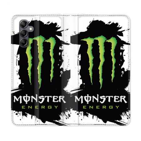 Housse cuir portefeuille pour Samsung Galaxy A14 4G / 5G Monster Energy Tache