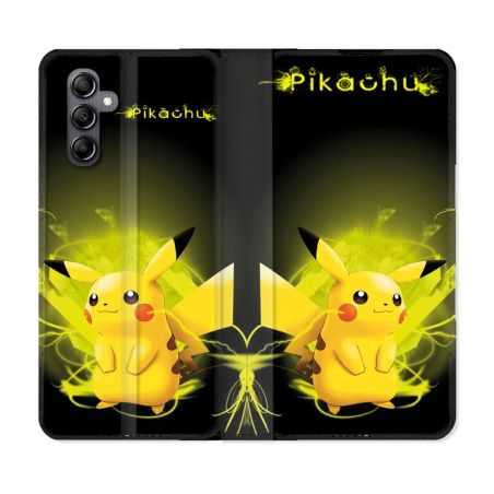 Housse cuir portefeuille pour Samsung Galaxy A14 4G / 5G Pokemon Pikachu Eclair