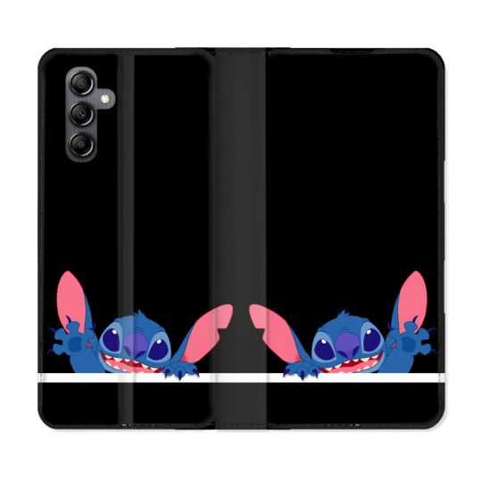 Housse cuir portefeuille pour Samsung Galaxy A14 4G / 5G Stitch Noir