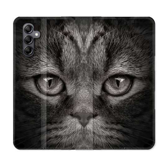Housse cuir portefeuille pour Samsung Galaxy A34 5g Animal Chat Gris