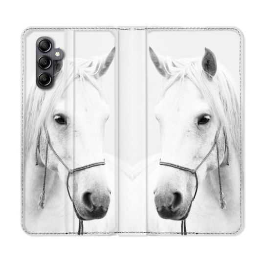 Housse cuir portefeuille pour Samsung Galaxy A34 5g Animal Cheval Cristal