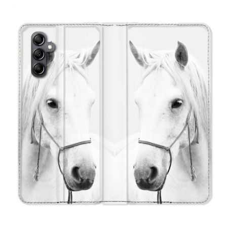 Housse cuir portefeuille pour Samsung Galaxy A34 5g Animal Cheval Cristal