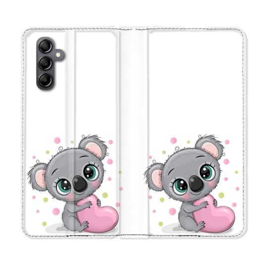 Housse cuir portefeuille pour Samsung Galaxy A34 5g Animal Koala Cœur