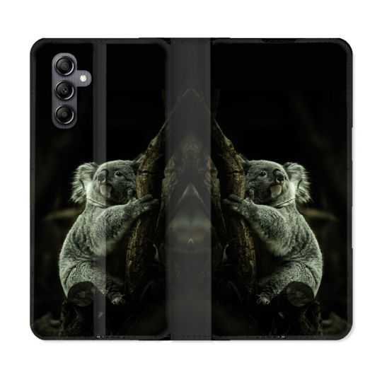 Housse cuir portefeuille pour Samsung Galaxy A34 5g Animal Koala Noir