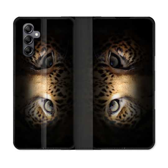 Housse cuir portefeuille pour Samsung Galaxy A34 5g Animal Leopard Yeux