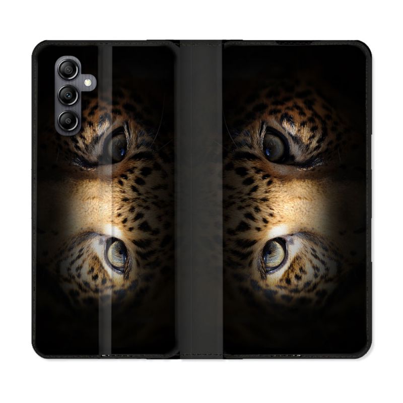 Housse cuir portefeuille pour Samsung Galaxy A34 5g Animal Leopard Yeux