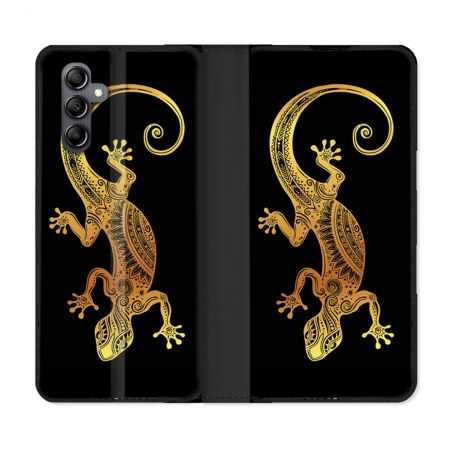 Housse cuir portefeuille pour Samsung Galaxy A34 5g Animal Lezard Noir