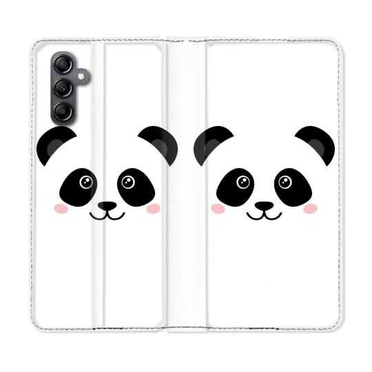 Housse cuir portefeuille pour Samsung Galaxy A34 5g Animal Panda Blanc