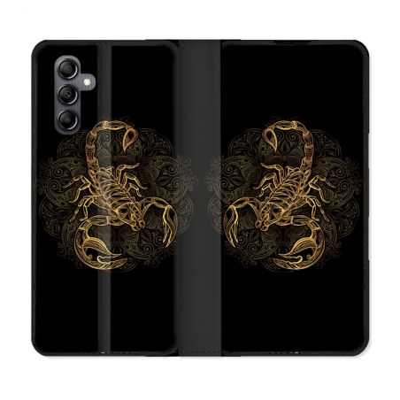 Housse cuir portefeuille pour Samsung Galaxy A34 5g Animal Scorpion Fresque