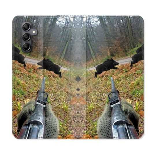 Housse cuir portefeuille pour Samsung Galaxy A34 5g Chasse Vision Tir