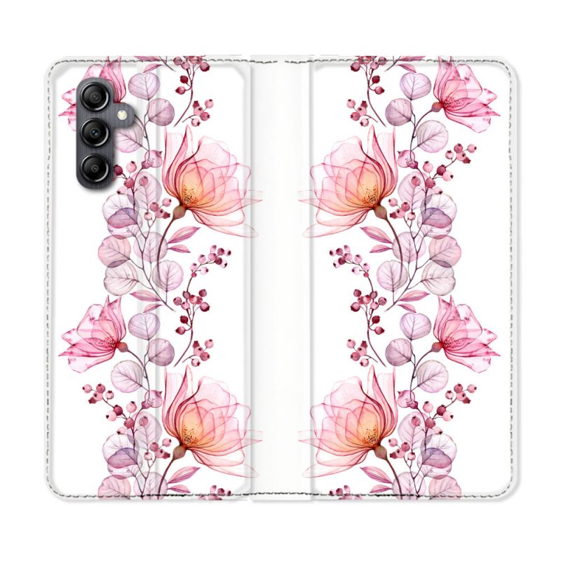 Housse cuir portefeuille pour Samsung Galaxy A34 5g Fleur Eclosion