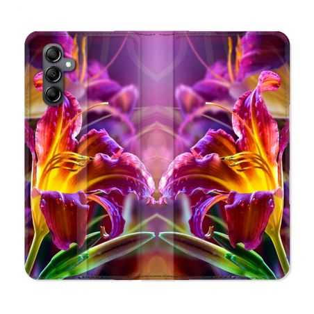 Housse cuir portefeuille pour Samsung Galaxy A34 5g Fleur Lys Color