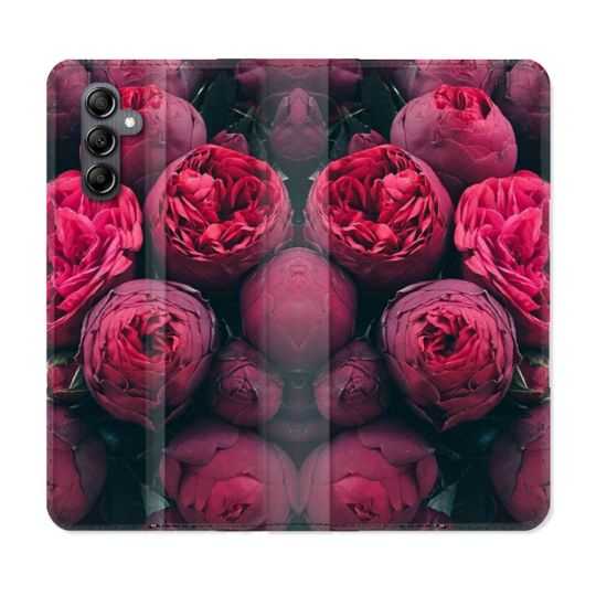 Housse cuir portefeuille pour Samsung Galaxy A34 5g Fleur Pivoine