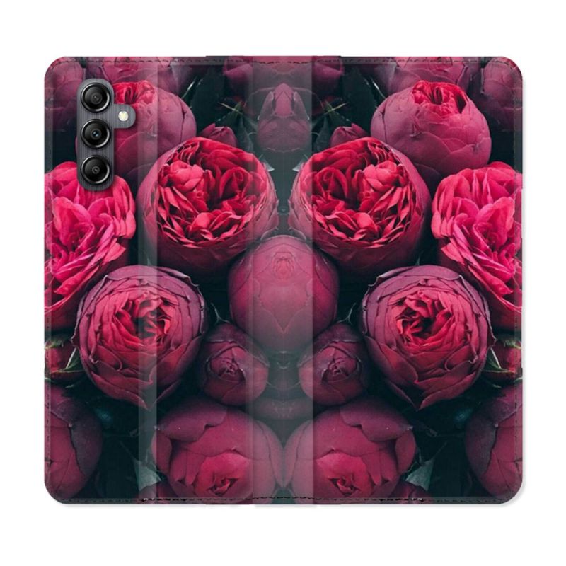Housse cuir portefeuille pour Samsung Galaxy A34 5g Fleur Pivoine