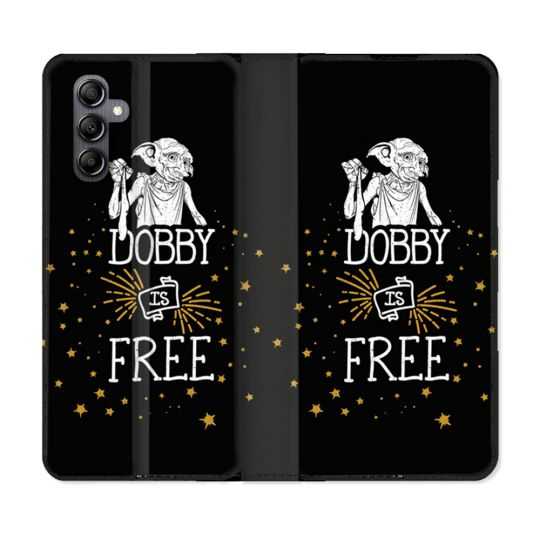 Housse cuir portefeuille pour Samsung Galaxy A34 5g Harry Potter Dobby Free Noir