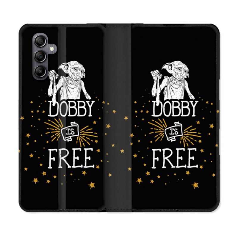 Housse cuir portefeuille pour Samsung Galaxy A34 5g Harry Potter Dobby Free Noir