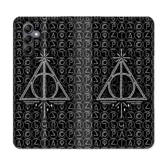 Housse cuir portefeuille pour Samsung Galaxy A34 5g Harry Potter Hollows Triangle Noir