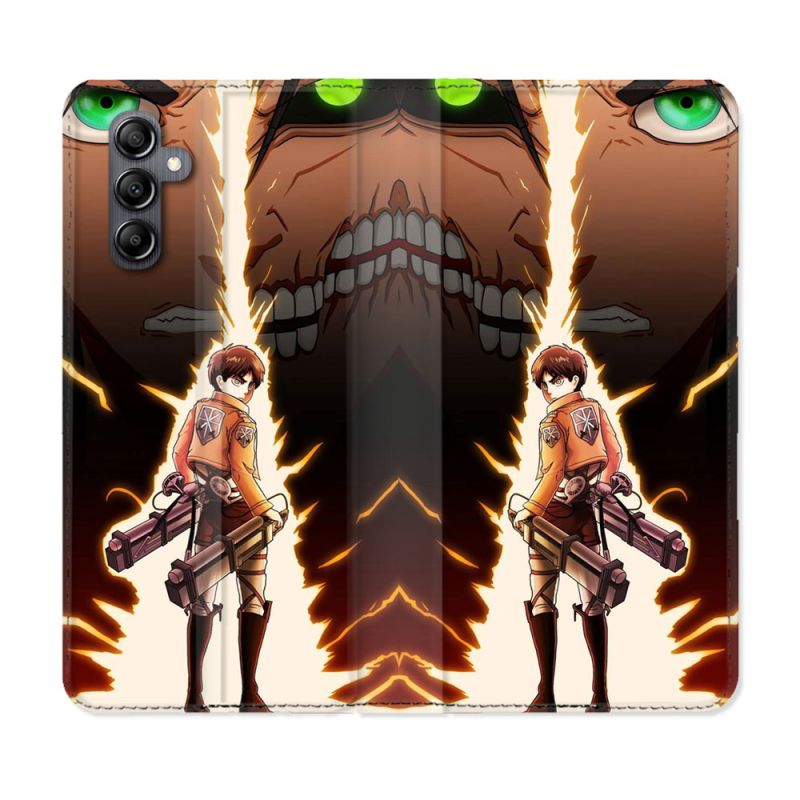 Housse cuir portefeuille pour Samsung Galaxy A34 5g Manga Attaque Titans Eren Eclair