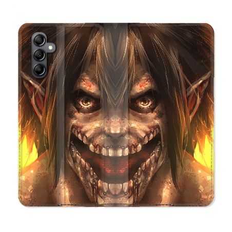 Housse cuir portefeuille pour Samsung Galaxy A34 5g Manga Attaque Titans Eren Titan
