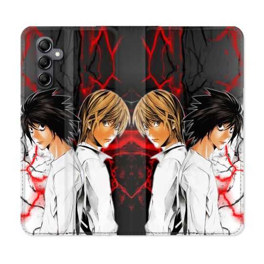 Housse cuir portefeuille pour Samsung Galaxy A34 5g Manga Death Note Duo