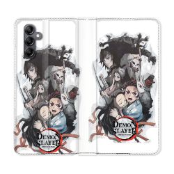 Housse cuir portefeuille pour Samsung Galaxy A34 5g Manga Demon Slayer Blanc