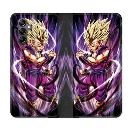 Housse cuir portefeuille pour Samsung Galaxy A34 5g Manga Dragon Ball Sangohan Violet