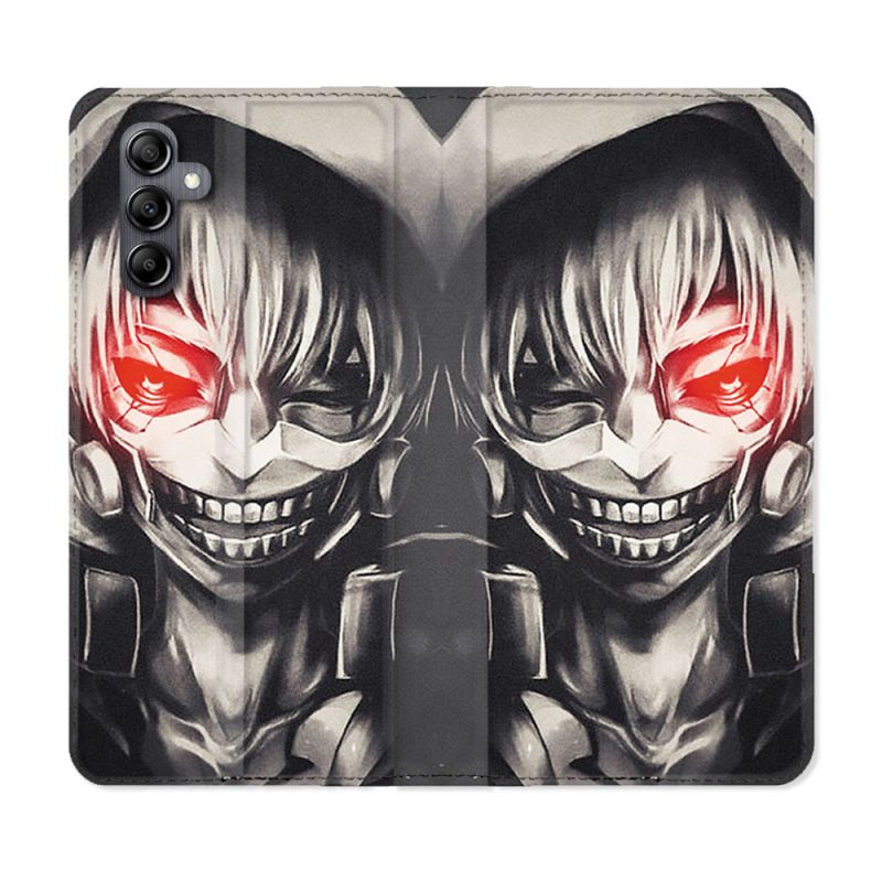 Housse cuir portefeuille pour Samsung Galaxy A34 5g Manga Tokyo Ghoul Kaneki Noir