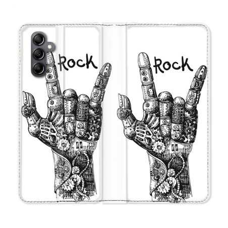Housse cuir portefeuille pour Samsung Galaxy A34 5g Musique Rock Main