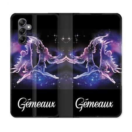 Housse cuir portefeuille pour Samsung Galaxy A34 5g Signe Zodiaque 2 Gémeaux