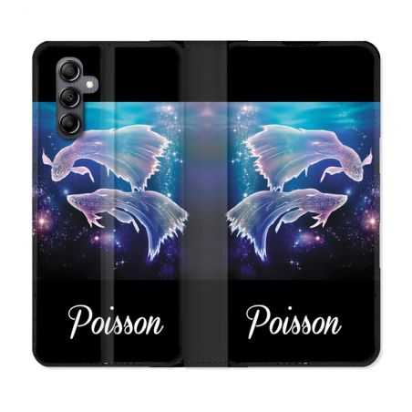 Housse cuir portefeuille pour Samsung Galaxy A34 5g Signe Zodiaque 2 Poisson