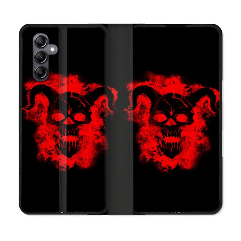 Housse cuir portefeuille pour Samsung Galaxy A34 5g Tete de Mort Diable