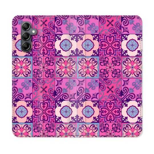 Housse cuir portefeuille pour Samsung Galaxy A34 5g Texture Carreau Ciment Violet