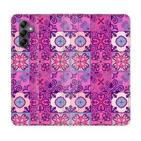 Housse cuir portefeuille pour Samsung Galaxy A34 5g Texture Carreau Ciment Violet