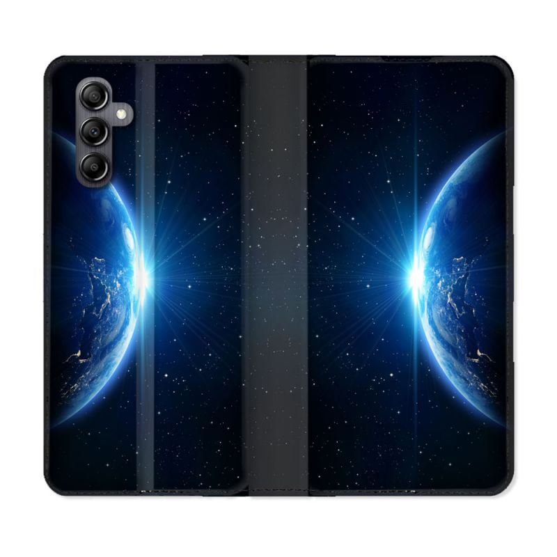 Housse cuir portefeuille pour Samsung Galaxy A34 5g Univers Planete Terre