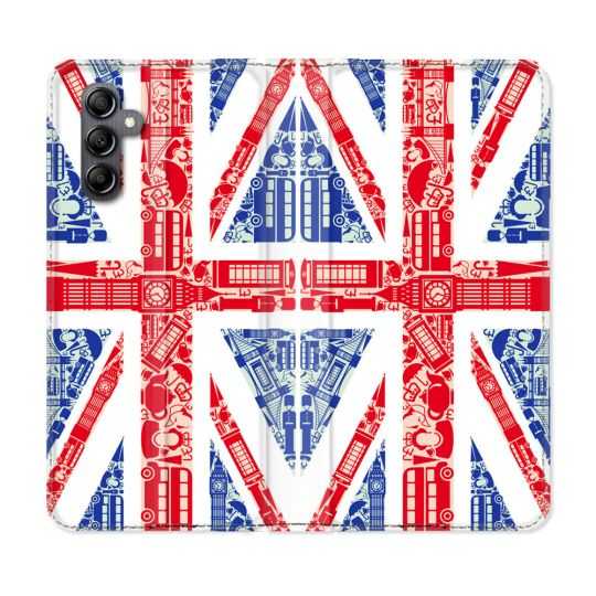 Housse cuir portefeuille pour Samsung Galaxy A34 5g Voyage Angleterre Blanc