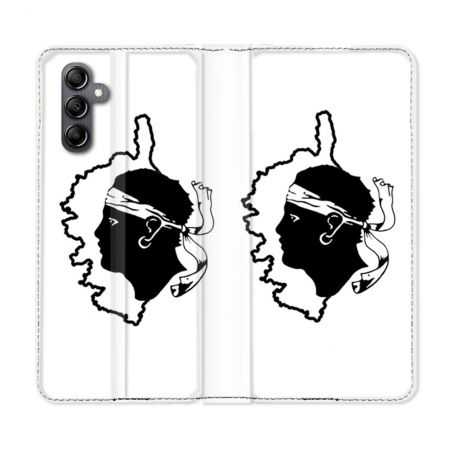 Housse cuir portefeuille pour Samsung Galaxy A34 5g Voyage Corse Blanc