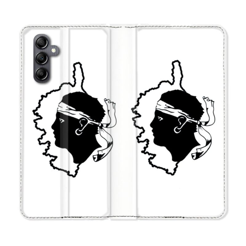 Housse cuir portefeuille pour Samsung Galaxy A34 5g Voyage Corse Blanc