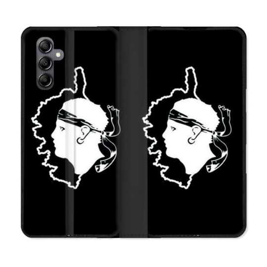 Housse cuir portefeuille pour Samsung Galaxy A34 5g Voyage Corse Noir