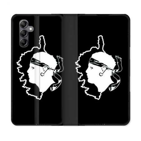 Housse cuir portefeuille pour Samsung Galaxy A34 5g Voyage Corse Noir